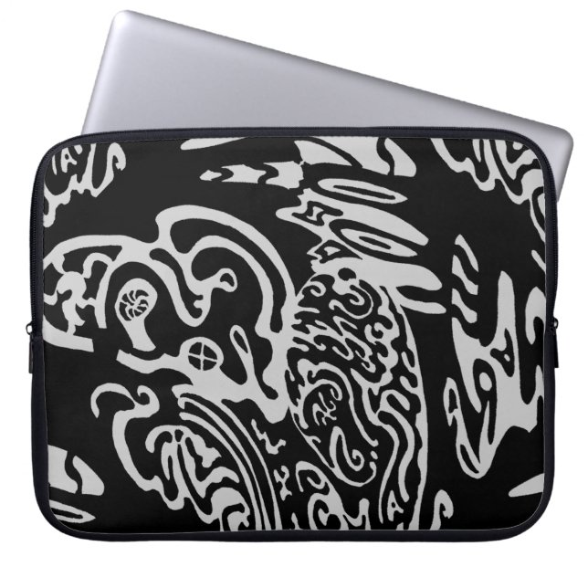 "Golfcreatie" abstracte B&W kunst Laptop Sleeve (Voorkant)