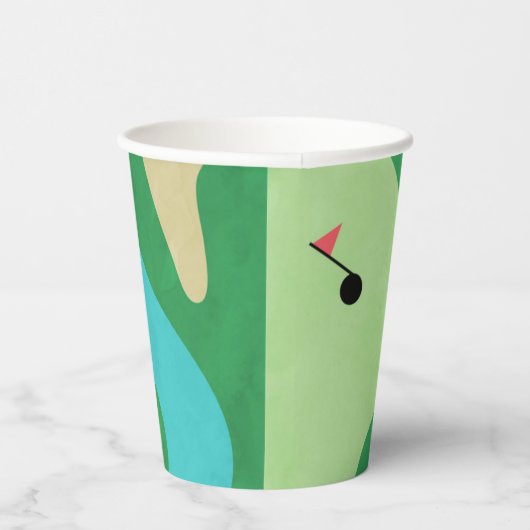 Golfcursus Birthday T-shirt met naam Papieren Bekers (Rechts)