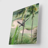 Golfcursus in Tropics Wall Clock Vierkante Klok (Hoek)