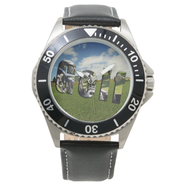 Golfcursus Logo, Mannen leder Watch Horloge (Voorkant)
