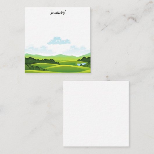 Golfcursus met golfer-naam notitiekaartje (Voorkant / Achterkant)