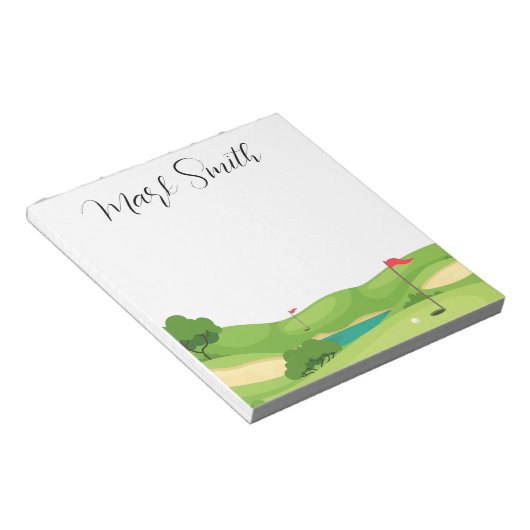 Golfcursus met naam notitieblok (Schuin)