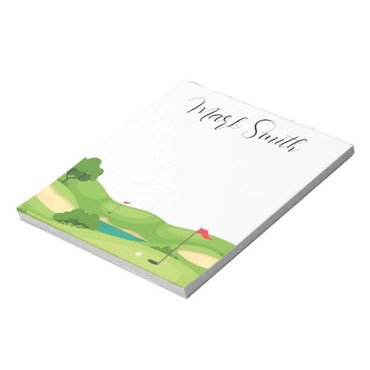 Golfcursus met naam notitieblok (Linkerzijde)