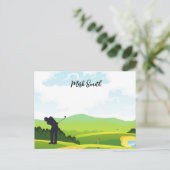 Golfcursus met naam voor golfer feestdagenkaart (Staand voorkant)