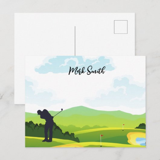 Golfcursus met naam voor golfer feestdagenkaart (Voorkant / Achterkant)