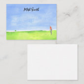 Golfcursus met naam voor golfer waterverf Note Notitiekaartje (Voorkant / Achterkant)