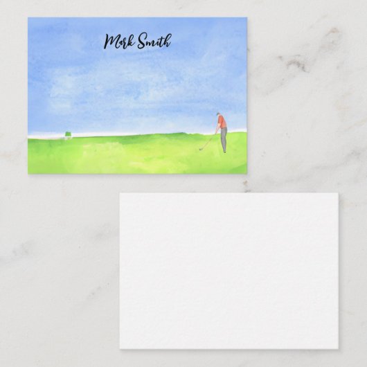 Golfcursus met naam voor golfer waterverf Note Notitiekaartje (Voorkant / Achterkant)