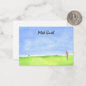 Golfcursus met naam voor golfer waterverf Note Notitiekaartje (Voorkant / Achterkant in situ)
