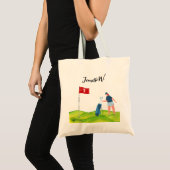 Golfcursus met vrouwelijke golfer-canvas tas (Voorkant (product))