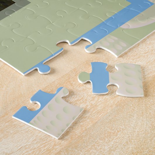 Golfcursus op de strand palmboom legpuzzel (Zijkant)