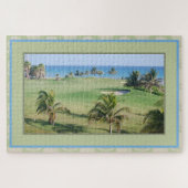 Golfcursus op de strand palmboom legpuzzel (Horizontaal)