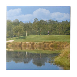 Golfcursus over de groene tegel tegeltje