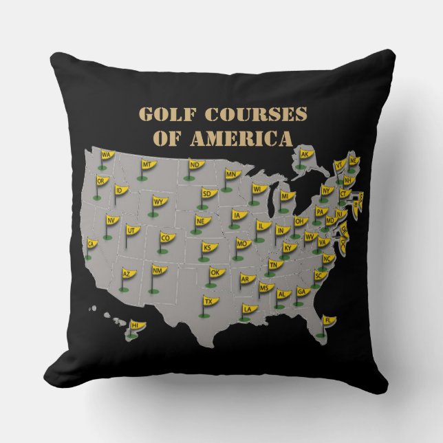 Golfcursus van de Amerikaanse kaart Kussen (Voorkant)