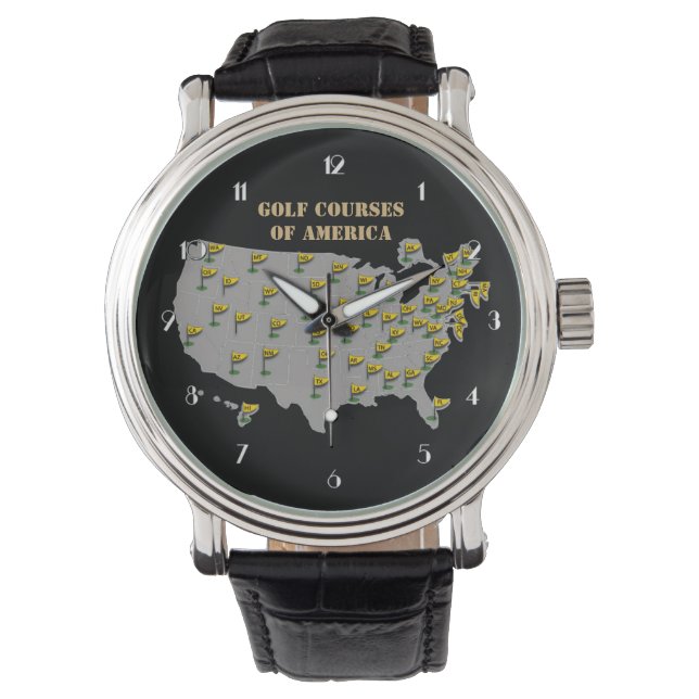 Golfcursus van de Amerikaanse kaart van de polshor Horloge (Voorkant)