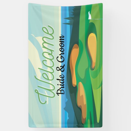 Golfcursus Welkom bruiloft Spandoek (Verticaal)