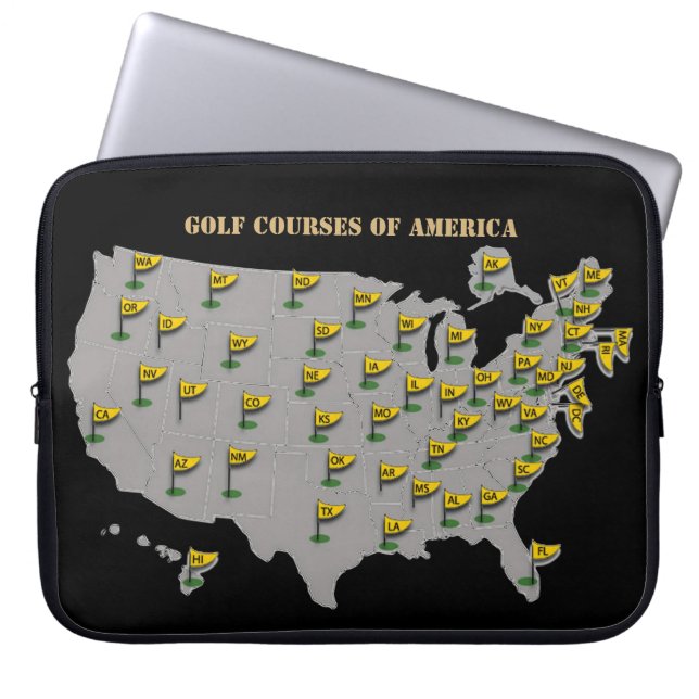 Golfcursussen van Amerikaanse-laptophoes Laptop Sleeve (Voorkant)