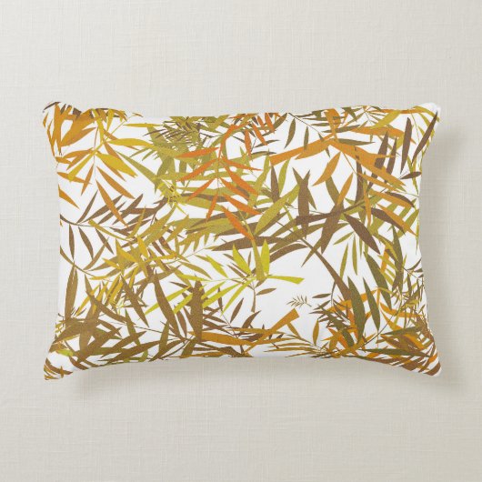 Golfd, bronzen en bruine wilgenbladeren accent kussen (Voorkant)