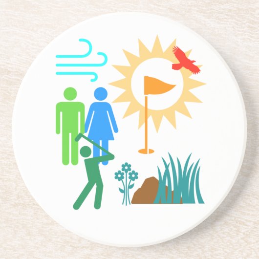 Golfdag Zandsteen Onderzetter (Voorkant)