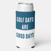 "Golfdagen zijn goede dagen." Grappig. Blauw & Wit Seltzer Blikjeskoeler (Seltzer Achterkant)