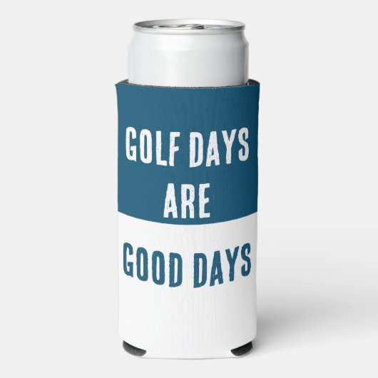 "Golfdagen zijn goede dagen." Grappig. Blauw & Wit Seltzer Blikjeskoeler (Seltzer Achterkant)