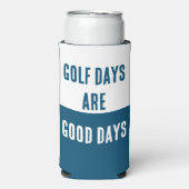 "Golfdagen zijn goede dagen." Grappig. Blauw & Wit Seltzer Blikjeskoeler (Seltzer Voorkant)