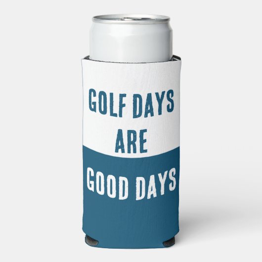 "Golfdagen zijn goede dagen." Grappig. Blauw & Wit Seltzer Blikjeskoeler (Seltzer Voorkant)