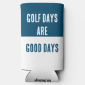 "Golfdagen zijn goede dagen." Grappig. Blauw & Wit Seltzer Blikjeskoeler (Achterkant)