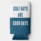 "Golfdagen zijn goede dagen." Grappig. Blauw & Wit Seltzer Blikjeskoeler (Voorkant)