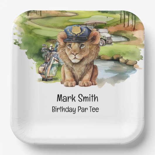 Golfdetectives verenigen zich: een verjaardagsavon papieren bordje (Voorkant)