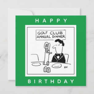 Golfdiner heeft bestek in golftrolley Cartoon Kaart