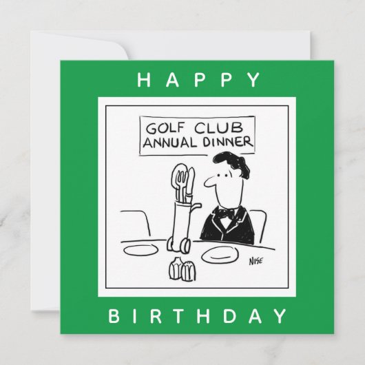 Golfdiner heeft bestek in golftrolley Cartoon Kaart (Voorkant)