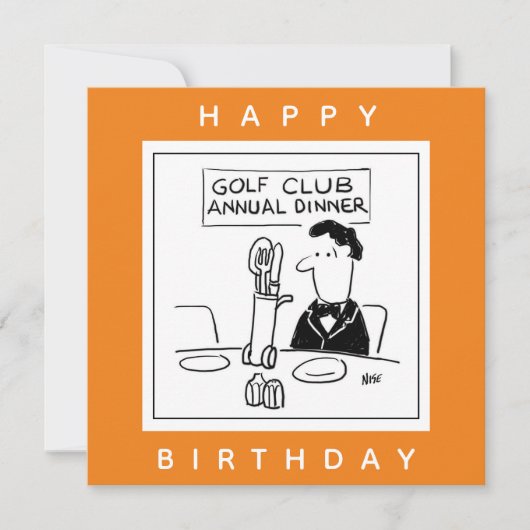 Golfdiner heeft bestek in golftrolley Cartoon Kaart (Voorkant)