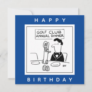 Golfdiner heeft bestek in golftrolley Cartoon Kaart