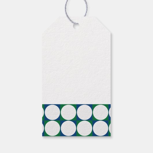Golfen Blauw Groen Wit Moderne Golfballen Cadeaulabel (Achterkant)