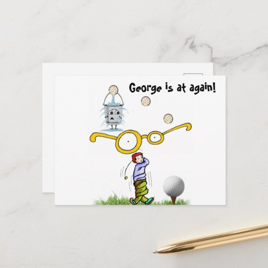 Golfen Briefkaart (Voorkant / Achterkant in situ)