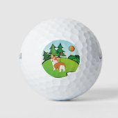 Golfen Corgi Butt Cartoon Golfballen (Voorkant)