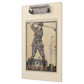 Golfen door de tijd: Man Swinging Golf Club Klembord (Links)