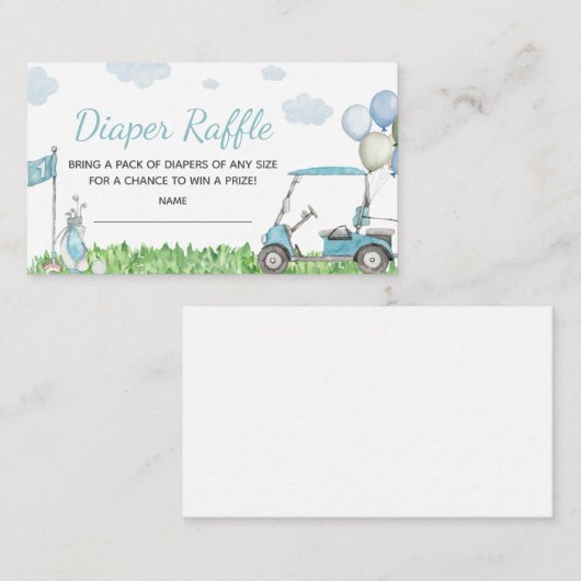 Golfen Een beetje Putter Baby shower Luier Raffle Informatiekaartje (Voorkant / Achterkant)