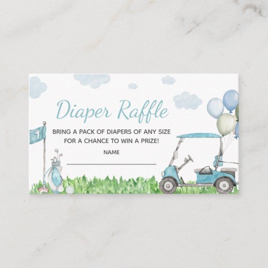 Golfen Een beetje Putter Baby shower Luier Raffle Informatiekaartje (Voorkant)