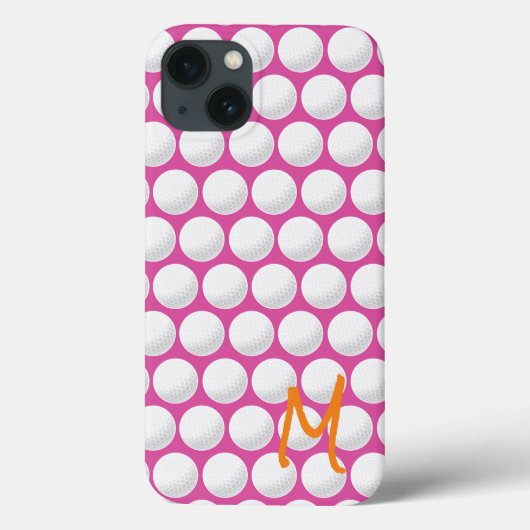 Golfen INITIAAL Roze Wit Sinaasappel Preppy Sports Case-Mate iPhone Case (Achterkant)