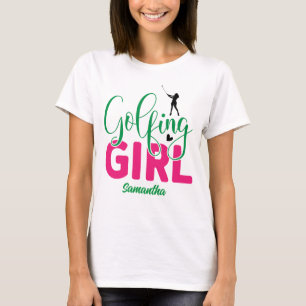Golfen Meisje t-shirt met bewerkbare naam
