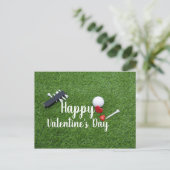 Golfen met liefde op groene Happy Valentine's Day  Briefkaart (Staand voorkant)