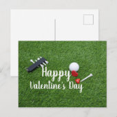 Golfen met liefde op groene Happy Valentine's Day  Briefkaart (Voorkant / Achterkant)