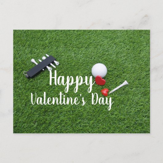 Golfen met liefde op groene Happy Valentine's Day  Briefkaart (Voorkant)