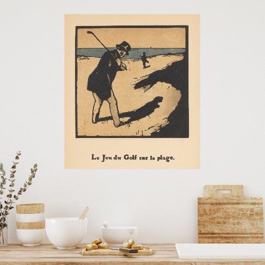 Golfen op het strand -  Golfprint Poster (Keuken)