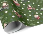 Golfen op Santa Deep Green Cadeaupapier (Rol Hoek)