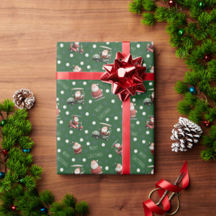 Golfen op Santa Green Cadeaupapier