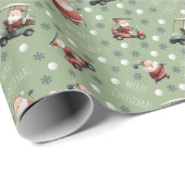Golfen op Santa Sage Green Cadeaupapier (Rol Hoek)