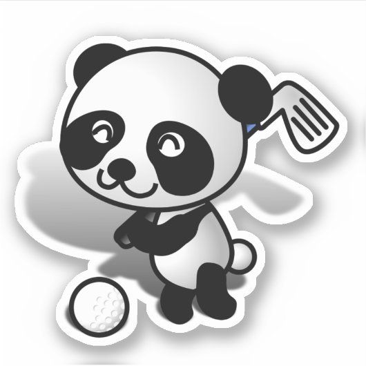 Golfen Panda Sport Sticker (Voorkant)