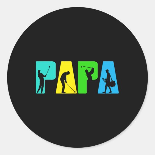 Golfen Papa Golfer Shirt. Golfgeschenken voor vade Ronde Sticker (Voorkant)
